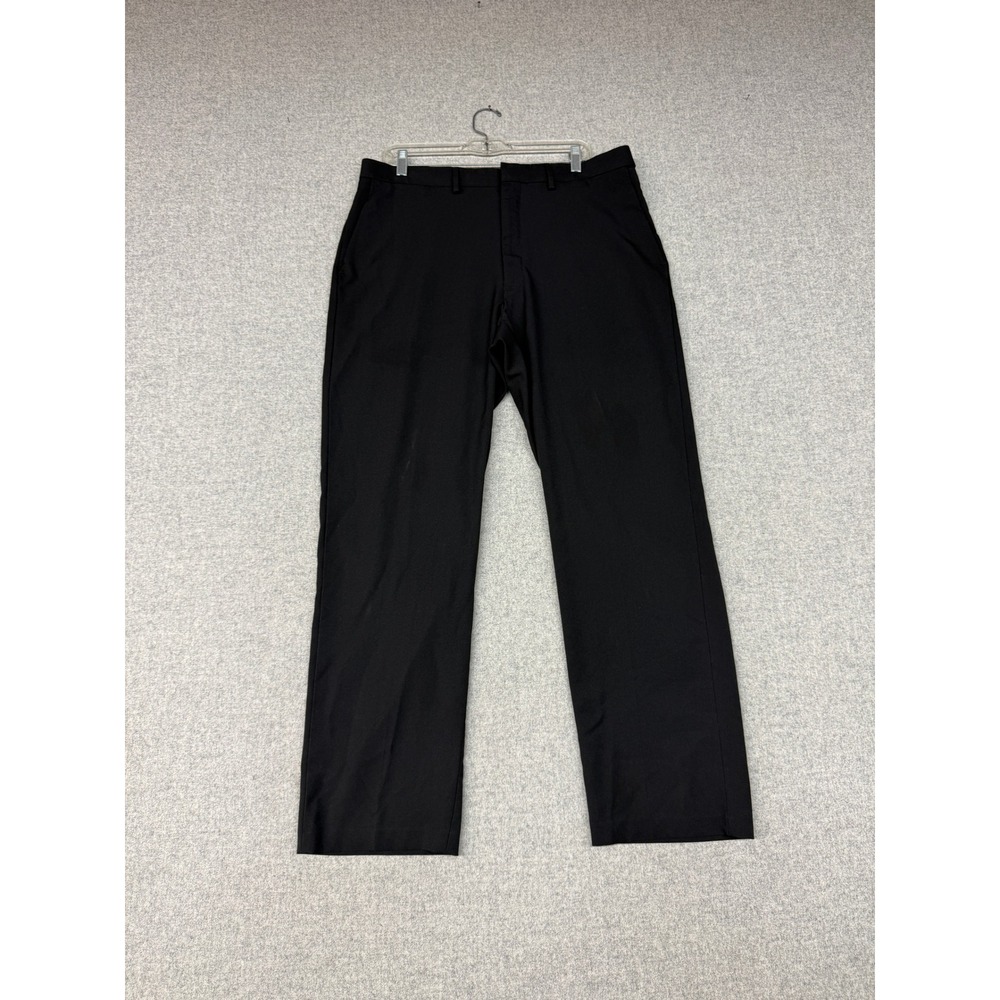 George Dress Pants 36x32 Black Classic Fit Premium Stretch Flat Front Trousers